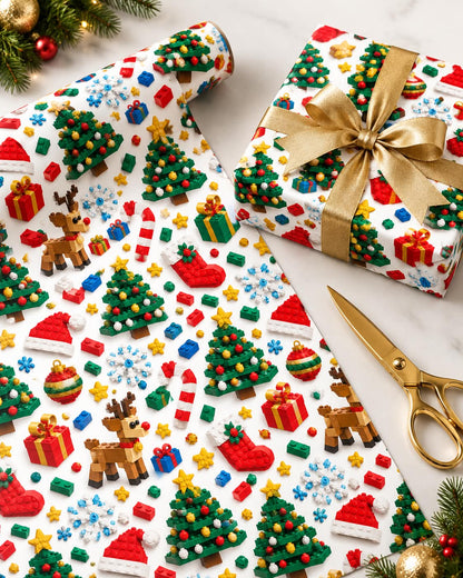 Christmas Building Block Wrapping Paper