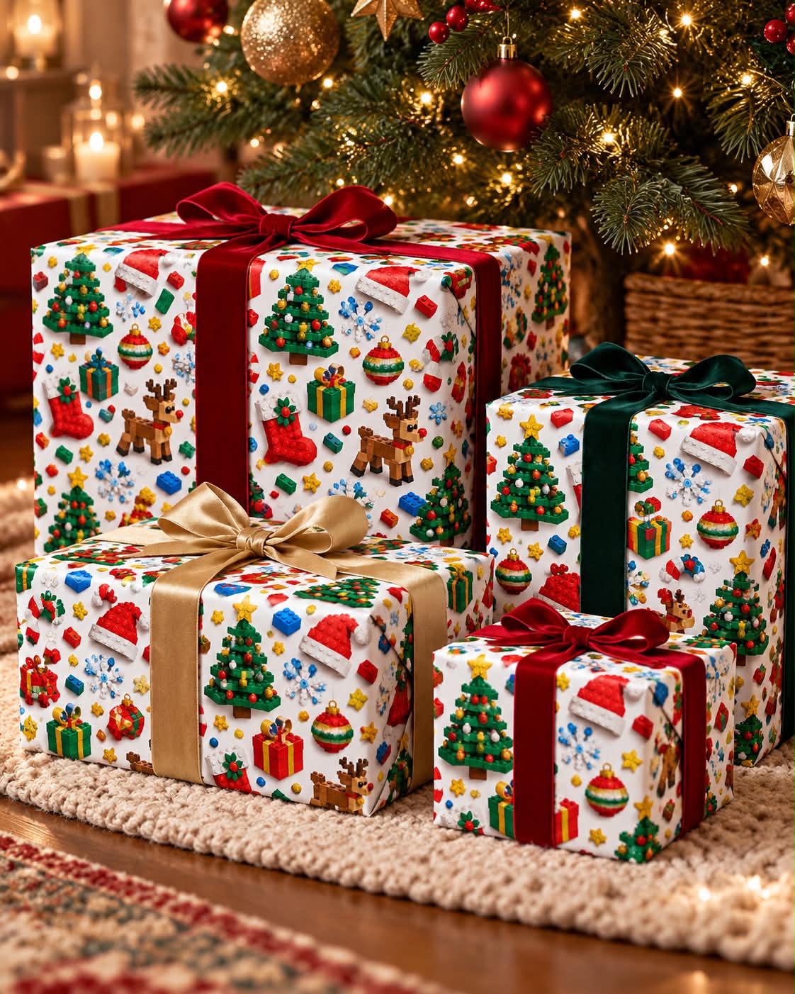 Christmas Building Block Wrapping Paper