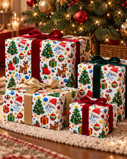 Christmas Building Block Wrapping Paper